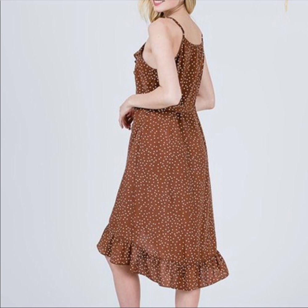 BONNIE HALTER DOT & RUFFLE MIDI DRESS - Picture 2 of 5